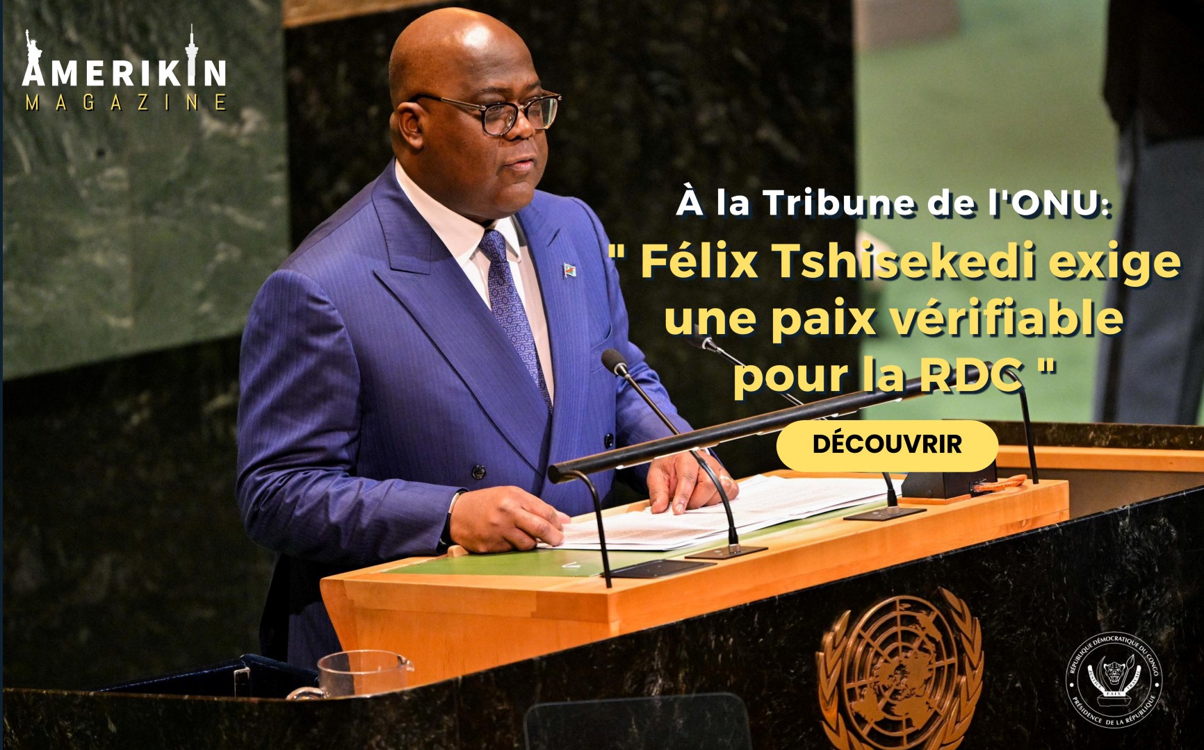 Président Tshisekedi à la tribune de l'ONU